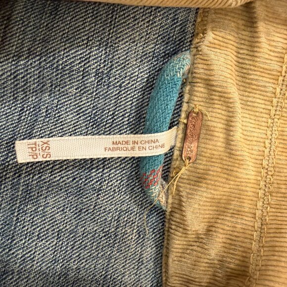 Free People Sirius Plaid Mixed Denim Jacket - Size XS/S - Picture 3 of 7